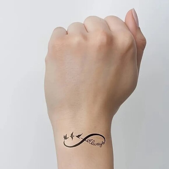 Waterproof Temporary Tattoo Stickers Bird & Infinity Designs for Fingers, Wrists - Picture 5 of 7